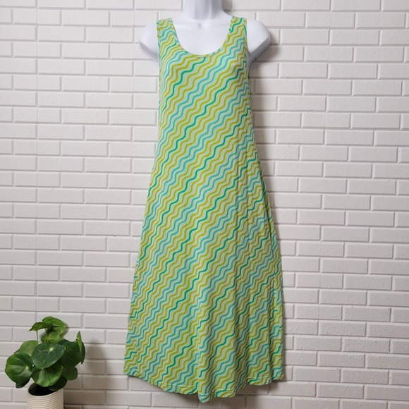 Gudrun Sjoden Dresses & Skirts - Vintage Gudrun Sjoden Tank Dress Size S Green Aqua Artsy Micromodal A-Line